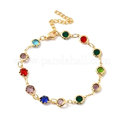 304 Stainless Steel Glass Link Chain Bracelets for Women&nbsp;BJEW-V010-01G