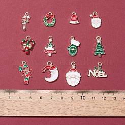 24Pcs 12 Style Christmas Theme Eco-Friendly Alloy Enamel Pendants&nbsp;ENAM-FS0001-30