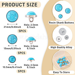 15Pcs 3 Styles 1-Hole Resin Shank Buttons&nbsp;BUTT-TA0001-56