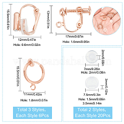 18Pcs 3 Style Brass Clip-on Earring Findings&nbsp;FIND-SC0003-96RG