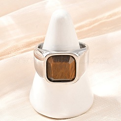 304 Stainless Steel with Natural Tiger Eye Finger Rings for Men&nbsp;SA-CBA3D5E-02P