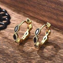 Brass Micro Pave Cubic Zirconia Huggie Hoop Earrings&nbsp;EJEW-K083-34G-A