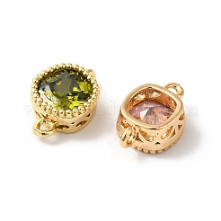 Brass Pave Glass Connector Charms&nbsp;KK-C062-001G