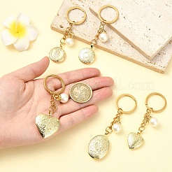 Brass Locket with Acrylic Pearl Pendant Keychains&nbsp;KEYC-YW00275-01