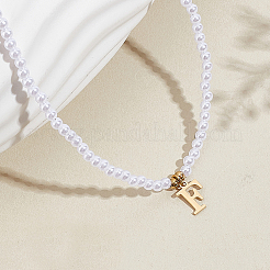 Imitation Pearl with Stainless Steel Pendants Necklaces&nbsp;NJEW-LP0001-51F-G