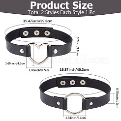 2Pcs 2 Styles Punk Rock Style PU Leather Necklaces&nbsp;NJEW-CL0001-27