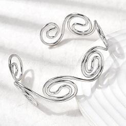 304 Stainless Steel Cuff Bangles for Women&nbsp;BJEW-Z150-01P-01