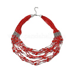 Bohemia Style Glass Seed Bead Multi-strand Necklaces&nbsp;NJEW-H063-01P-04