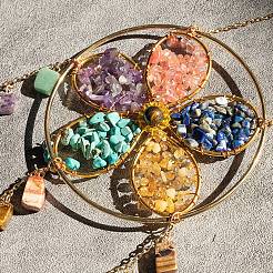 Flower Natural & Synthetic Gemstone Chips Hanging Suncatchers&nbsp;HJEW-F023-03