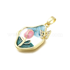 Brass Micro Pave Cubic Zirconia Pendants&nbsp;KK-K400-21B-G