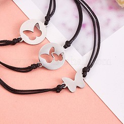 3Pcs 3 Style 430 Stainless Steel Butterfly Link Bracelets Set&nbsp;JB725A