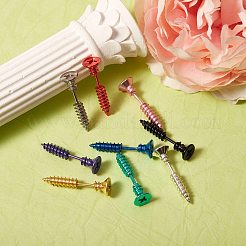 18Pcs 9 Colors PVD Vacuum Plating 304 Stainless Steel Unisex Punk Hip-hop Rock Nail Shape Screw Pierced Stud Earrings&nbsp;EJEW-SZ0001-28