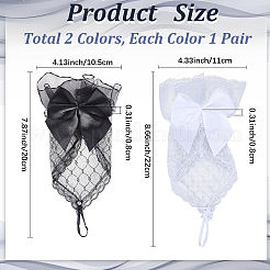 2 Pairs 2 Colors Polyester Bowknot Lace Gloves&nbsp;AJEW-GF0010-62