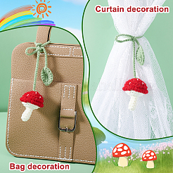 Handmade DIY Wool Crochet Mushroom and Leaf Pendant Decorations&nbsp;AJEW-WH0314-465