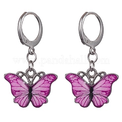 Platinum Alloy Enamel Dangle Leverback Earrings&nbsp;EJEW-JE05586