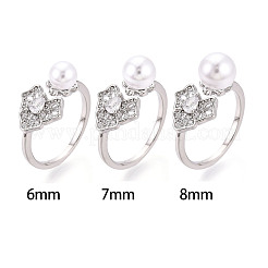 Leaf Brass Micro Pave Clear Cubic Zirconia Cuff Ring Settings&nbsp;KK-T076-34P