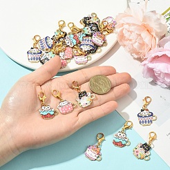 24Pcs 6 Styles Printed Alloy Enamel Pendant Decorations&nbsp;HJEW-YW00247