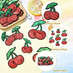 25Pcs 5 Styles Cherry Felt Fabric with Glitter Sequins Iron on/Sew On Patches&nbsp;PATC-CJ0001-02
