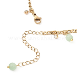4Pcs 4 Styles Cat Eye Round Tassel 304 Stainless Steel Twisted Chain Anklets for Women&nbsp;AJEW-AN00698