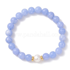 Natural Dyed Blue Lace Agate Beads Stretch Bracelets for Women&nbsp;BJEW-JB12931-02