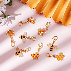 40Pcs 2 Style Alloy Enamel Honeycomb & Bees Pendant Decorations&nbsp;HJEW-SC0001-21