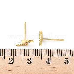 Lightning Bolt Brass Micro Pave Clear Cubic Zirconin Stud Earrings&nbsp;EJEW-D318-07G