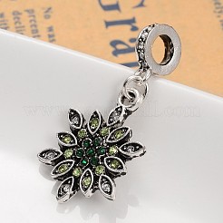 Flower Alloy Rhinestone European Dangle Charms&nbsp;MPDL-M052-04