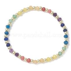 Rondelle Natural Malaysia Jade & Electroplate Non-magnetic Synthetic Hematite Beads Stretch Bracelets for Women&nbsp;BJEW-JB13389