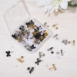30 Pairs 3 Colors 304 Stainless Steel Bowknot Stud Earring Findings&nbsp;STAS-SP0002-10