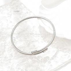 Tarnish Resistant 304 Stainless Steel Open Cuff Bangle with Oval Beaded&nbsp;BJEW-C031-01P