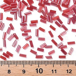 Transparent Colours Luster Glass Bugle Beads&nbsp;SEED-N005-001-A06