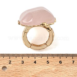 Natural Rose Quartz & Alloy Finger Rings for Women&nbsp;RJEW-G375-01G-01