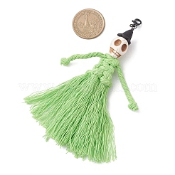 Halloween Cotton Threads Tassel & Synthetic Turquoise Skull Pendant Decorations&nbsp;HJEW-JM03757-03