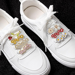 9Pcs 9 Styles Alloy Enamel Flower Shoelace Buckle&nbsp;DIY-AR0004-36