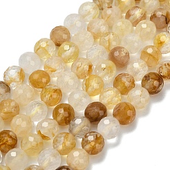 Grade A Natural Yellow Hematoid Quartz Beads Strands&nbsp;G-L642-F04-6mm