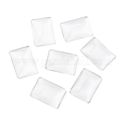 Transparent Rectangle Glass Cabochons&nbsp;GGLA-R025-25x18-1