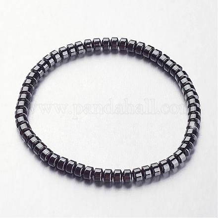Non-magnetic Synthetic Hematite Beaded Stretch Bracelets BJEW-F228-01-1
