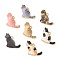 Alloy Enamel Pendants, Cat Charm, Golden, Mixed Color, 17x19x1.5mm, Hole: 1.4mm