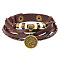 12 Constellation Snap Bracelets, Leather Cord with Brass Findings, Flat Round, Aquarius, 8-5/8 inch(22cm)