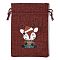 Christmas Theme Jute Cloth Storage Bags, Rectangle Drawstring Bags, FireBrick, Deer, 14x10x0.4cm