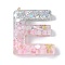 Resin Pendants, with Shell & Paillette & Gloden Alloy Loop, Letter A~B, Letter E, 42~44x11.5~57x7.5~8.5mm, Hole: 2mm