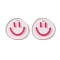 Transparent Printed Acrylic Pendants, Flat Round with Smiling Face Charm, Fuchsia, 20.5~21x20~21x2mm, Hole: 1.6mm
