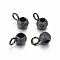 304 Stainless Steel Tube Bails, Loop Bails, Textured, Rondelle Bail Beads, Ion Plating(IP), Electrophoresis Black, 7x4x3mm, Hole: 2mm, Inner diameter: 2mm