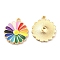 Alloy Enamel Pendants, Golden, Daisy Charm, Colorful, 20.5x18x2mm, Hole: 1.5mm