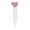 Brass Rhinestone Pendants, Cadmium Free & Lead Free, Heart Tassel, Pale Violet Red, 78x18.5x2mm, Hole: 1.6mm