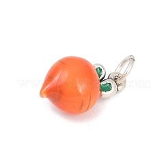 Fine Silver Dark Orange Enamel Fruit Pendants&nbsp;STER-F060-01AS-01
