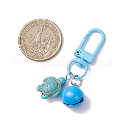5Pcs Turtle Synthetic Turquoise & Iron Bell Pendant Decorations&nbsp;HJEW-JM04261