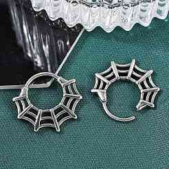 Spider Web 316 Surgical Stainless Steel Hoop Earrings&nbsp;EJEW-G416-40AS