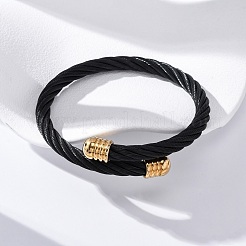 304 Stainless Steel Torque Bangles for Women Men&nbsp;BJEW-G584-18G-01