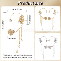 4Pcs 4 Style Butterfly & Flower Crystal Rhinestone Climber Wrap Around Earrings&nbsp;EJEW-AN0001-01
